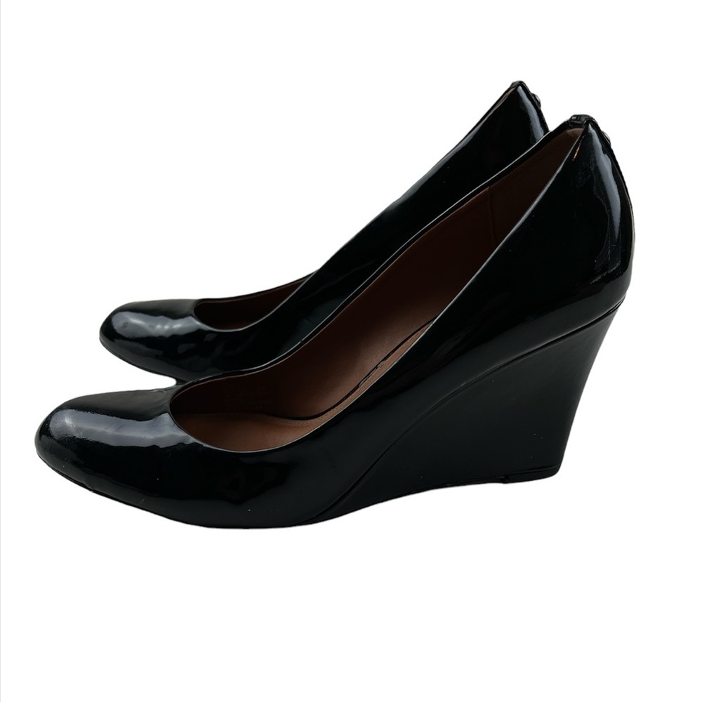 COACH Coach Roni Wedge Pumps Black Patent Leather Size 7 - Picture 2 of 7